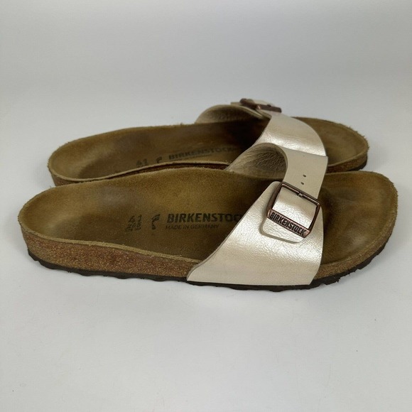 Birkenstock Madrid Womens Metallic Strap Slide Sandal Womens sz 41 US 10 Narrow - Picture 6 of 8